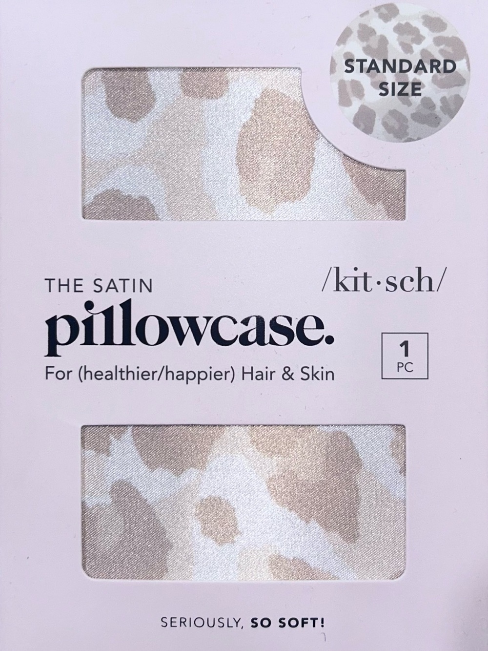 Kitsch Satin Pillowcase in Beige and Light Blue Leopard Print